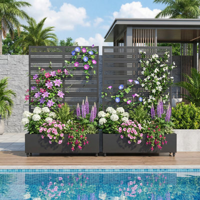 Eural Metal Planter Box with Wheels