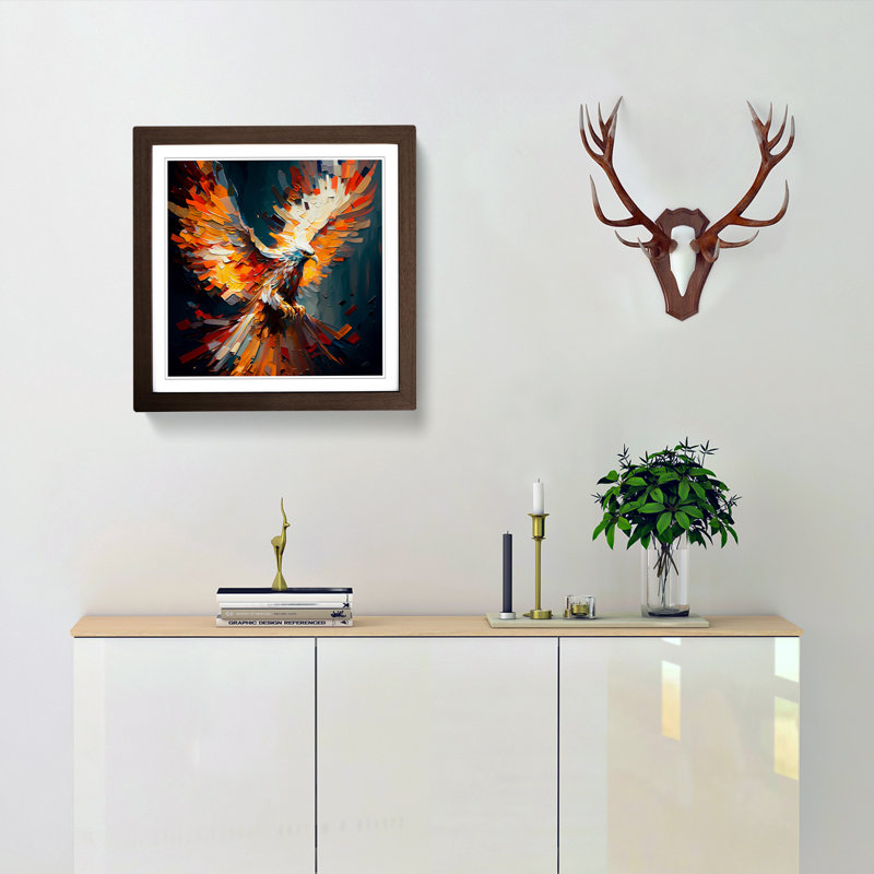 Phoenix Palette Knife No.2 - Single Picture Frame Print on Wood, Walnut