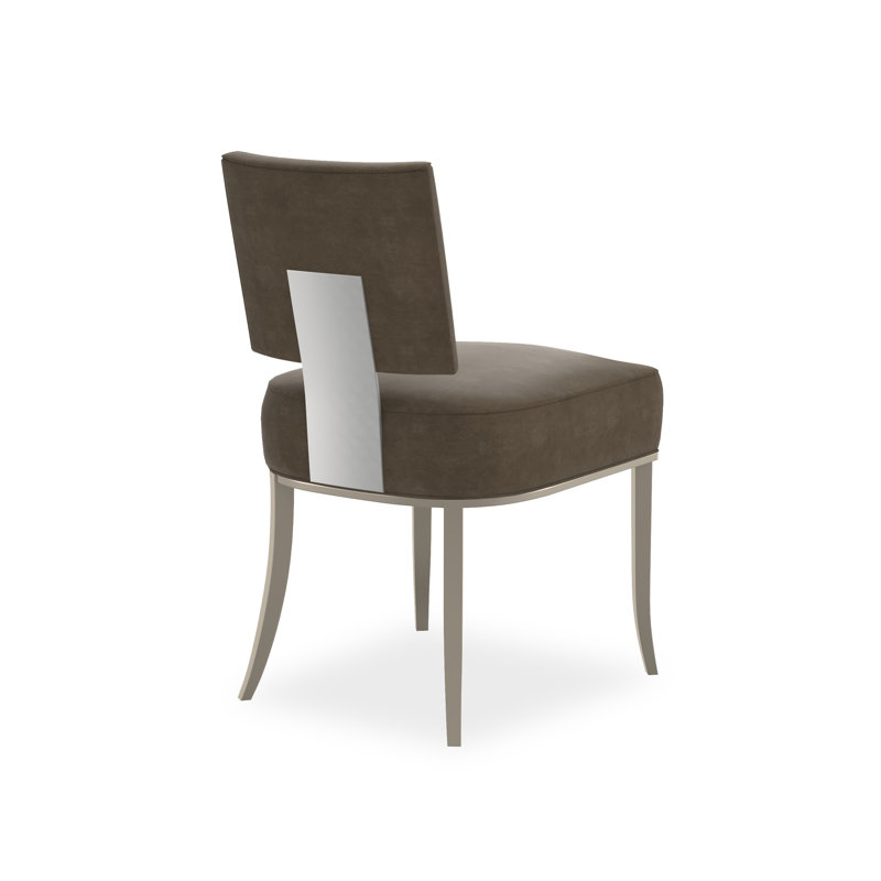 Caracole Classic Upholstered Dining Chair, Silver/Chrome, Brown
