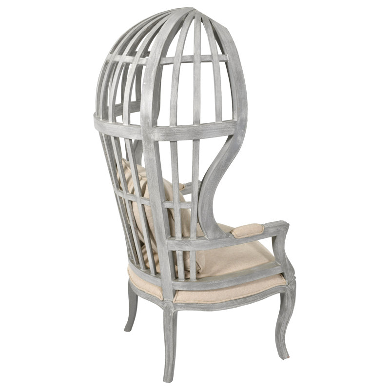 Mystique Grey Balloon Chair, 62" H x 31.5" W x 30" D, Gray Wood, Cream  Linen
