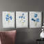 «Blue Blossom Botanical I», ensemble de 3 peintures sur toile encadrées-1397314982-1397314981