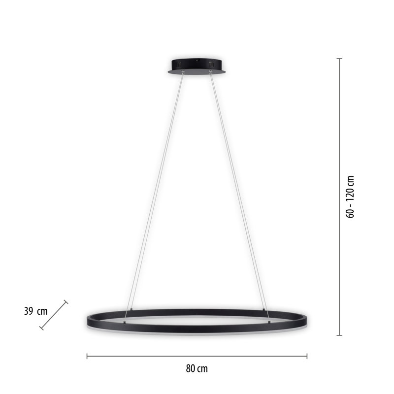 Aavni 1 - Light Anthracite LED Crystal Pendant, 60cm x 14cm x 21cm