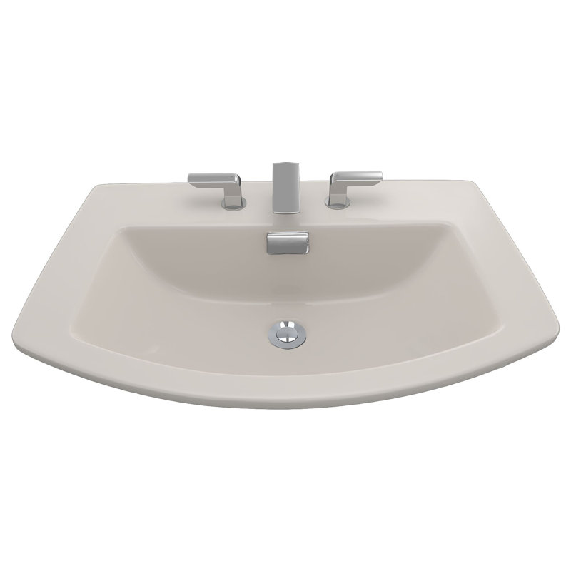 Lavabo de salle de bain encastré en porcelaine vitreuse avec trop-plein Soirée®, Gris, Entraxe de 8 po