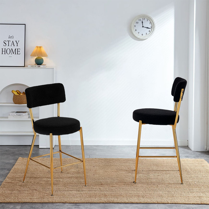 Tabouret de comptoir 25 po Rachell, Noir, Or