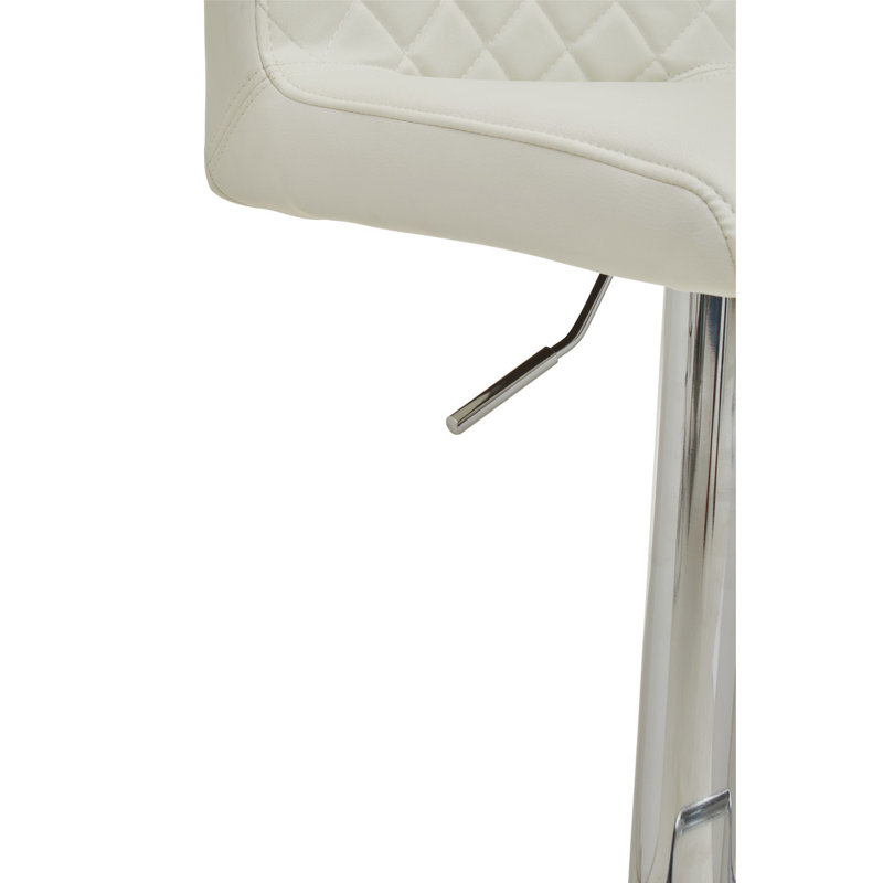 Wilksboro Swivel Upholstered Adjustable Height Counter Stool with Metal Frame, Silver, White