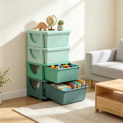 Modern Toy Storage Drawers,Multi-Tier Playroom Organizer,Child-Friendly Storage Tower,Space-Saving Vertical Drawer Unit