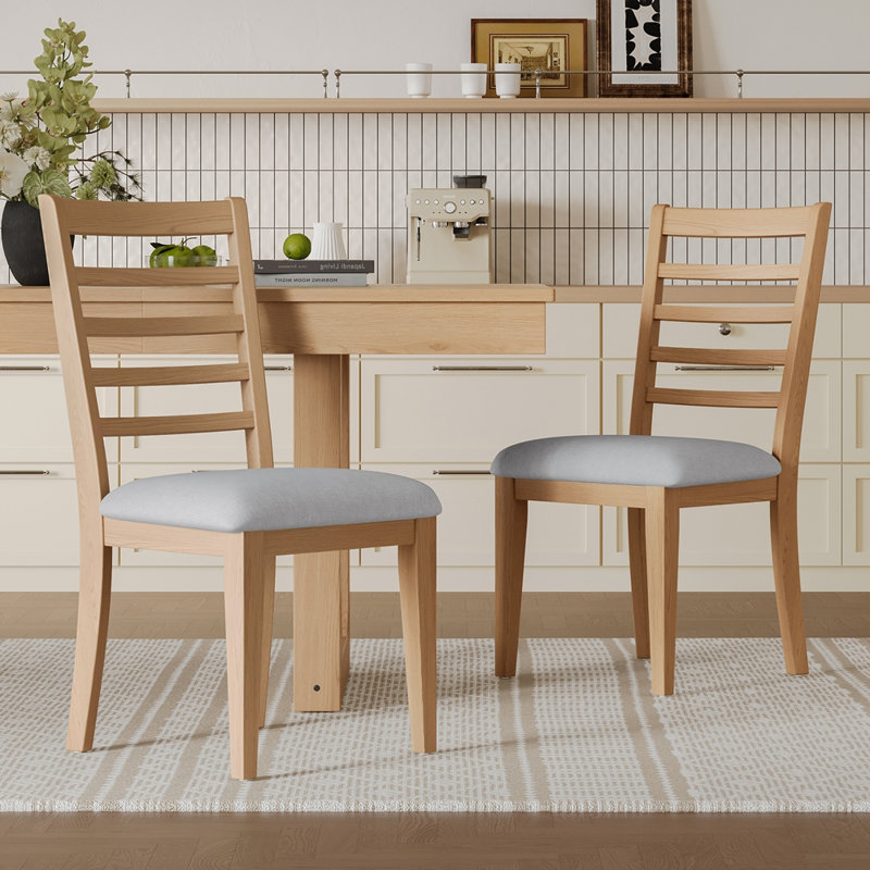 Chaises de salle à manger rembourrées avec dossier haut, Naturel
