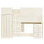 Lit mezzanine double en bois avec garde-robe intégrée, bureau, tablettes et tiroirs de rangement, beige-2042691586