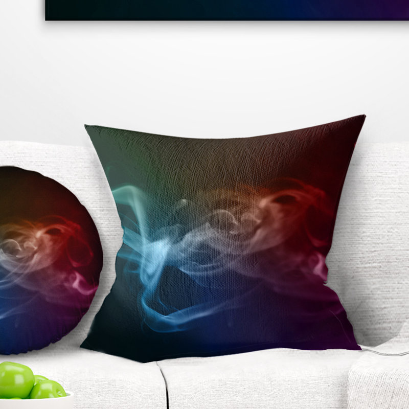 Abstrait fractal Smoke Waves - Coussin imprimé abstrait, 16 po x 16 po, Coussin décoratif
