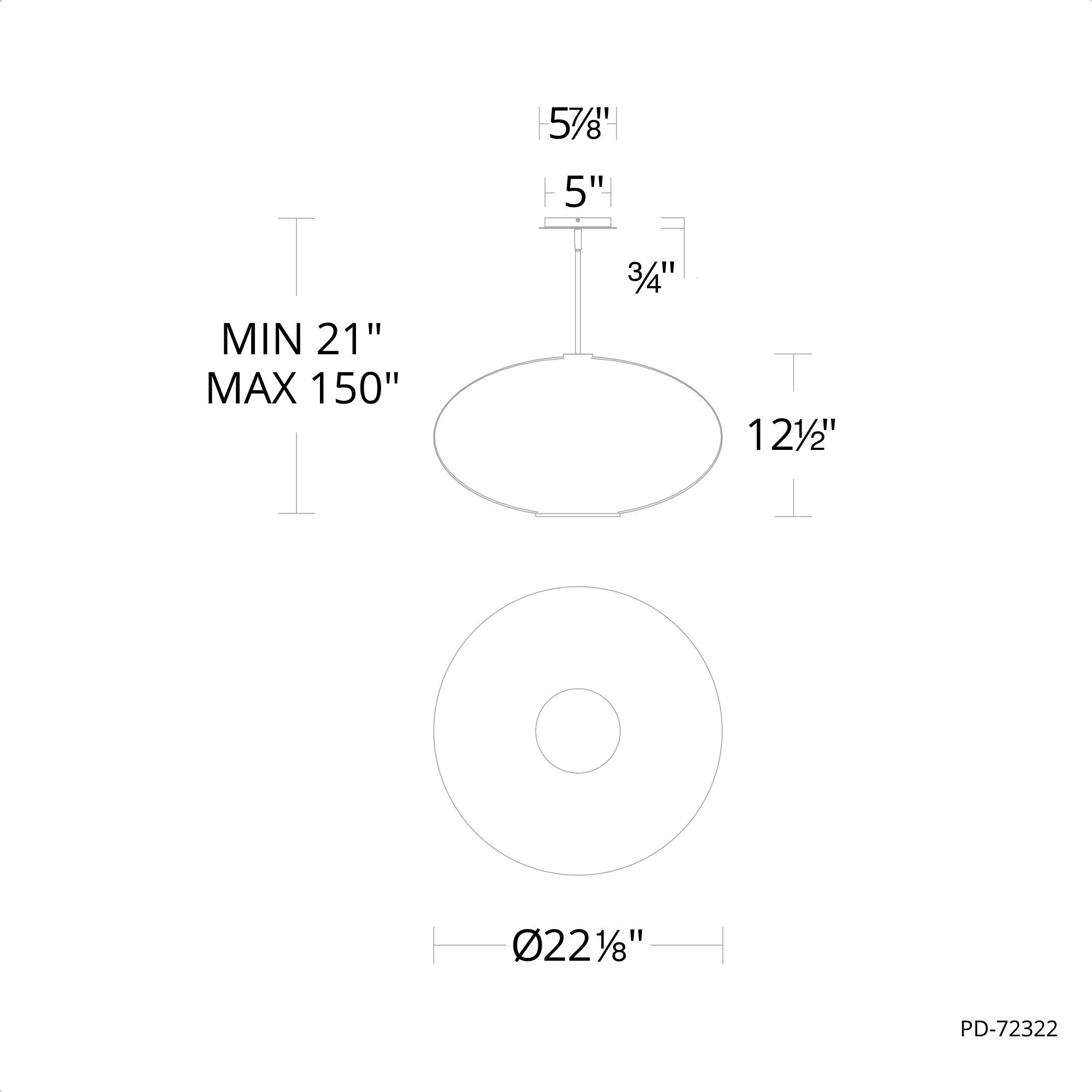 Illusion Dimmable LED Pendant With Oval Shaped Glass Shade, Adjustable Color Temperature, 2700K, Black