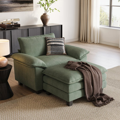 Fauteuil en velours côtelé avec repose-pieds Colbey