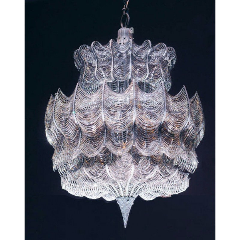 Lustre clair en laiton et poire en cristal Aladin, 12” Dia x 10" Height, Fumée, Laiton brossé
