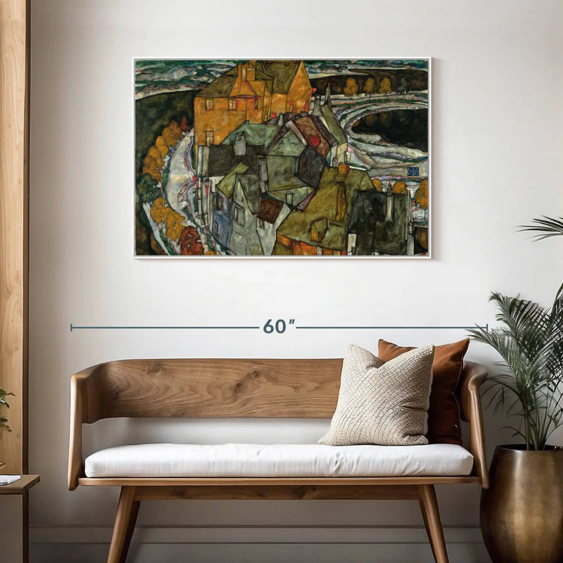 Croissant des maisons II, Cadre flottant blanc, 43 po x 29 po