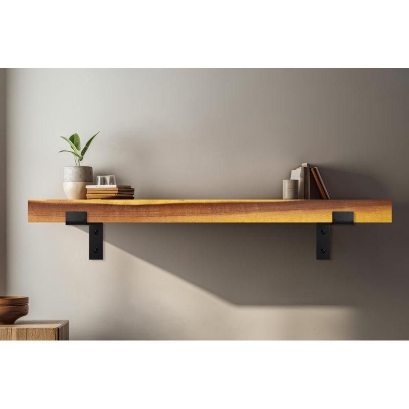 Tablette en bois massif Emerald Lee, H 2 po x l 30 po x P 6 po, Crème
