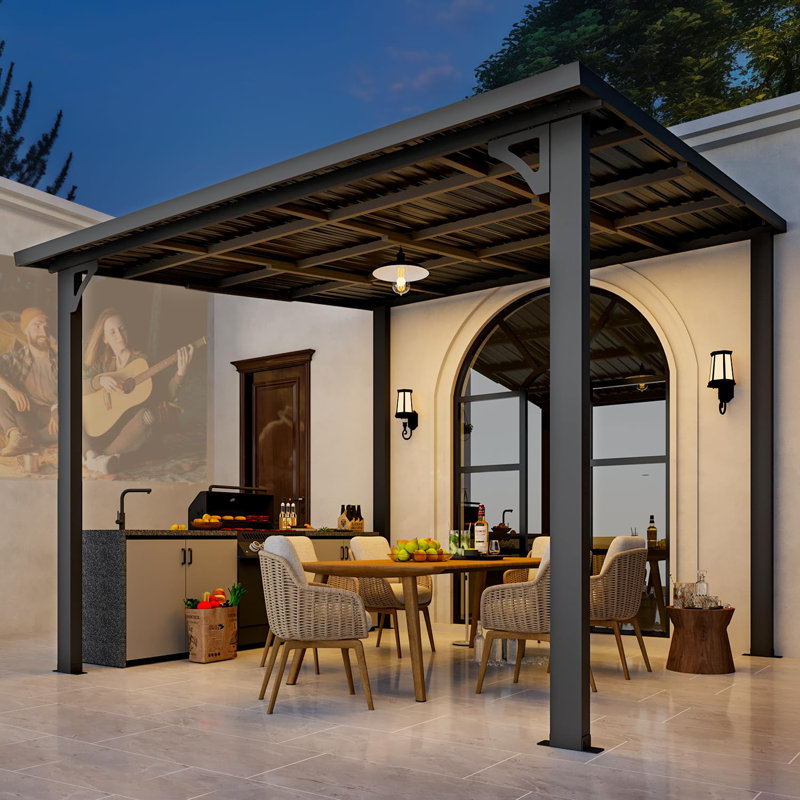 Pergolas et abris de jardin muraux robustes, 98.4" H x 120" H x 120" D