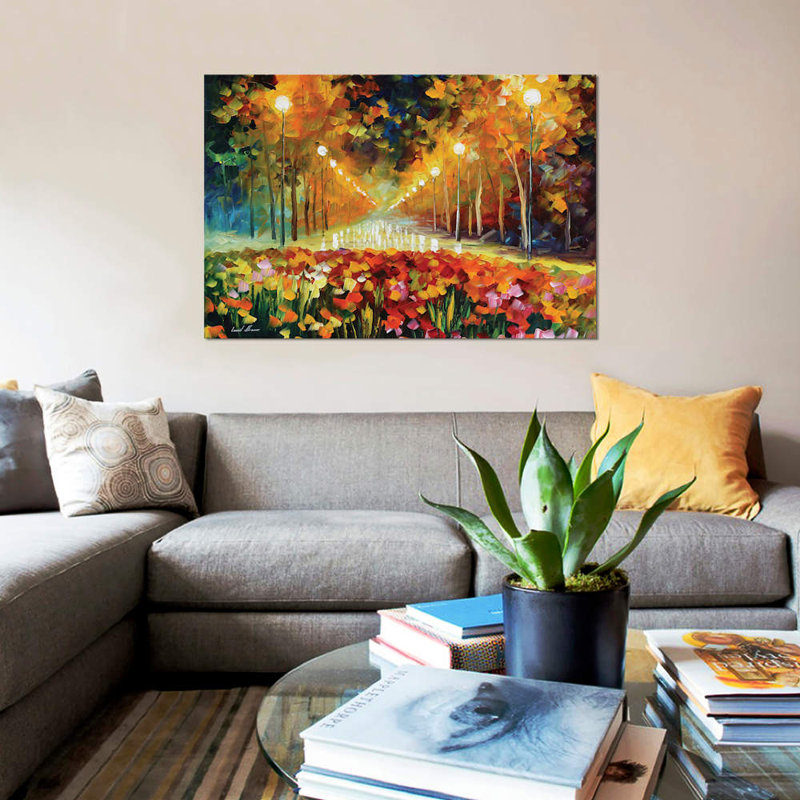 Alley Of Roses by Leonid Afremov - Wrapped Canvas Painting, 66.04 cm H x 45.72 cm W x 1.91 cm D