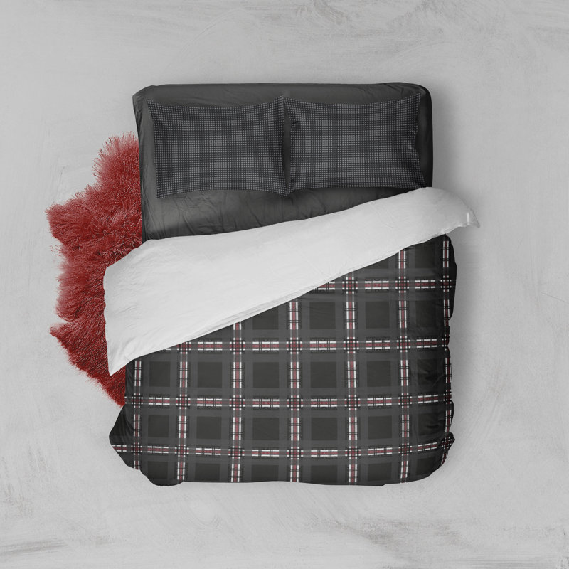 Ensemble de housse de couette Hong, Housse de couette simple et 2 taies décoratives, Anthracite