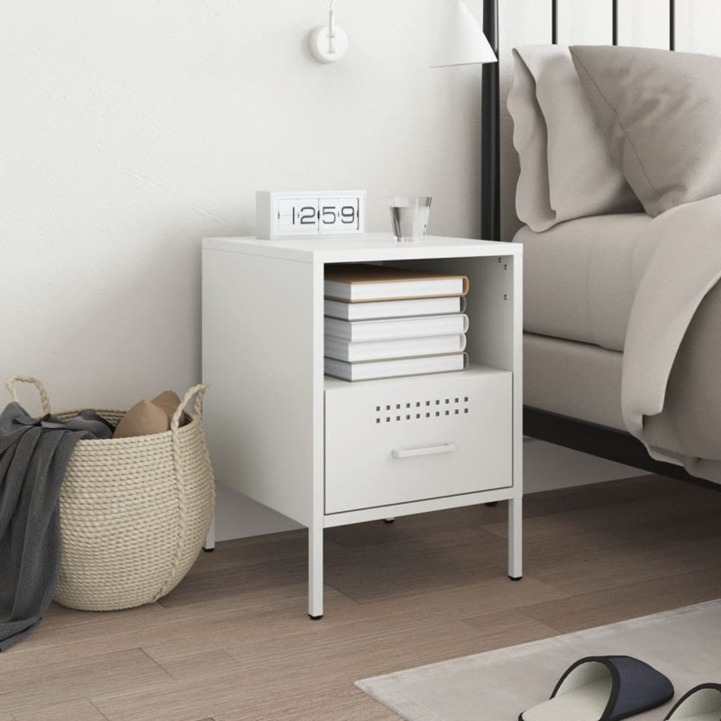 Bedside Cabinet 36x39x50,5 cm Steel, White