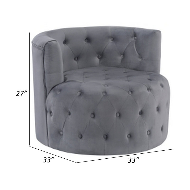 Fauteuil pivotant en velours touffeté de 33 po de large Zahair, Velours gris