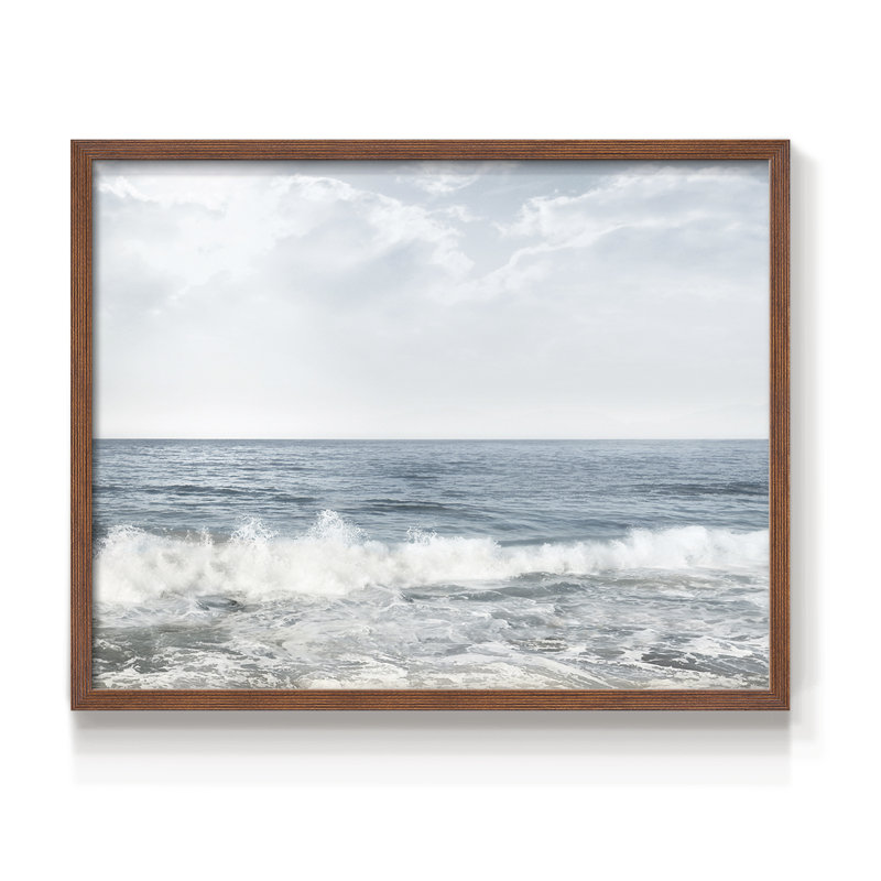 Crashing Waves - Reproduction encadrée - Restickable, H 11 po x l 14 po, Noyer