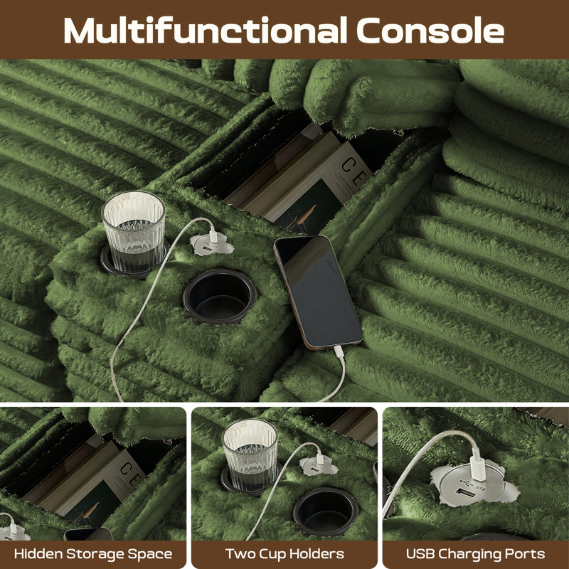 Canapé modulaire Boneless 127 po Cloud Couch, Imitation fourrure verte