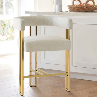 Rienna Upholstered 25" Gold Chenille Counter Stool