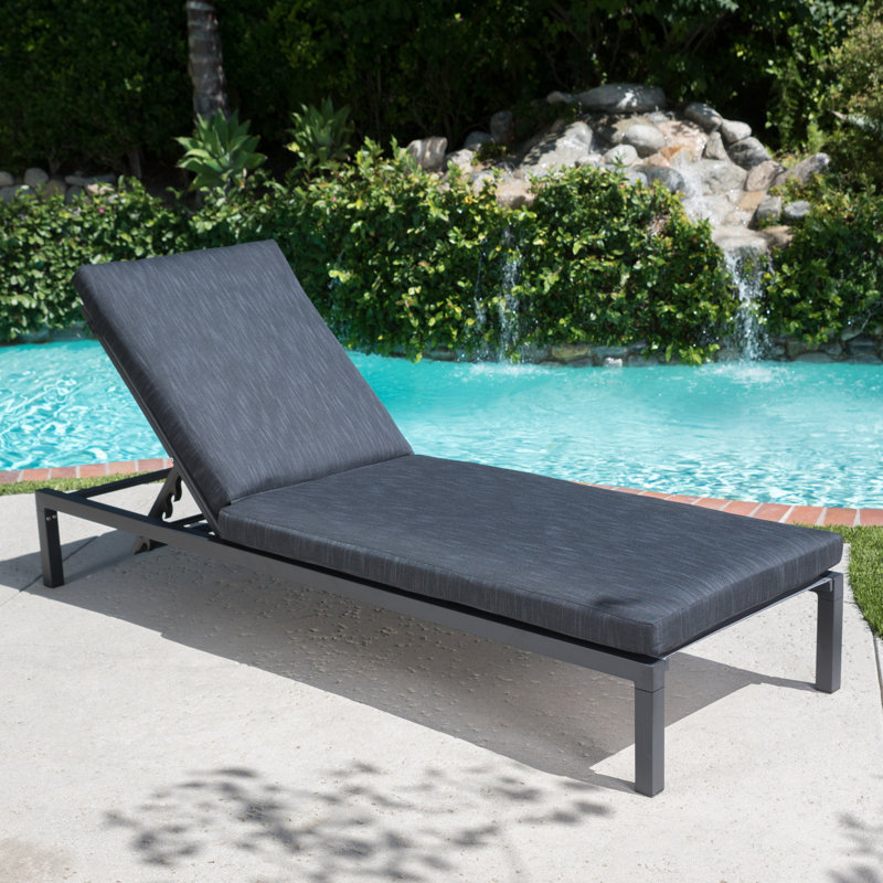  Chaise longue réglable pour l'extérieur avec coussin et appui-tête, gris