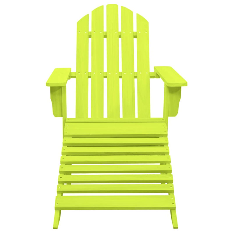 Wakarusa Adirondack Chair Patio Adirondack Chair with Ottoman Solid Wood Fir, Green