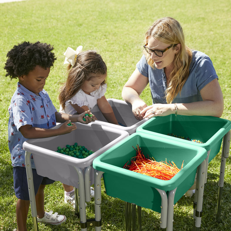 ECR4Kids Stackable Square Bins with Non-Snap Lids, Multipurpose Organization, 4-Pack, Gray