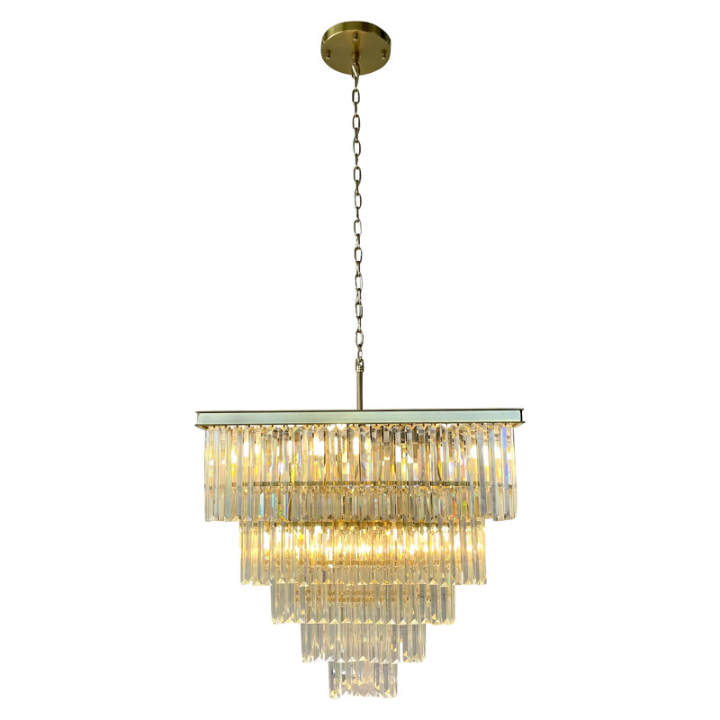 Luxurious Black Crystal Prism 27.5" Square Chandelier
