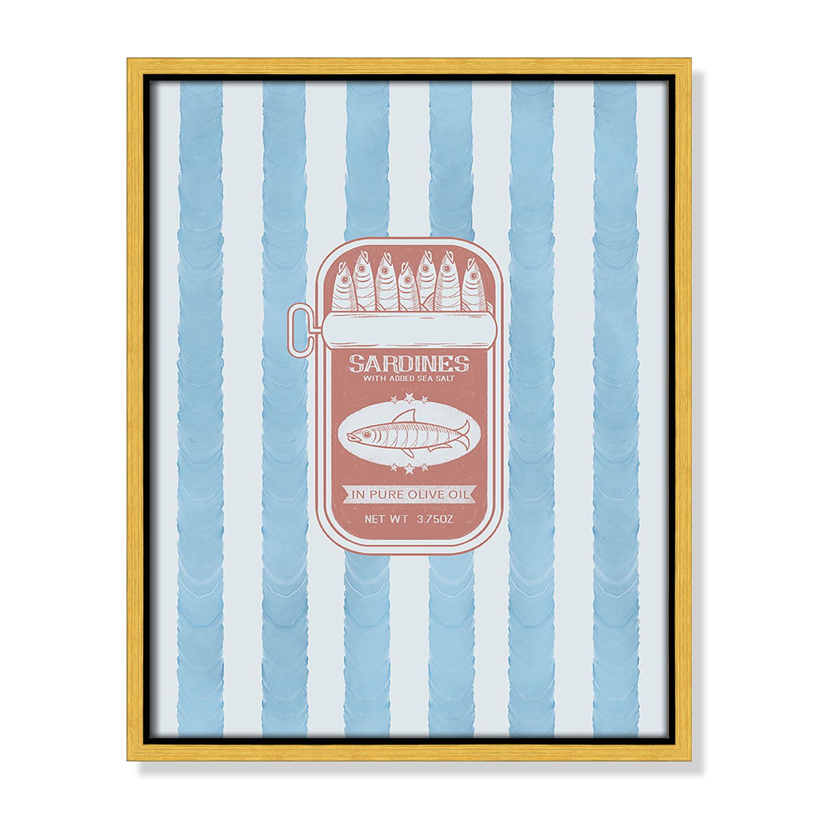 Salty Sardines Print by Marcus Prime, 12.5'' W x 15.5'' H, Gold Floater