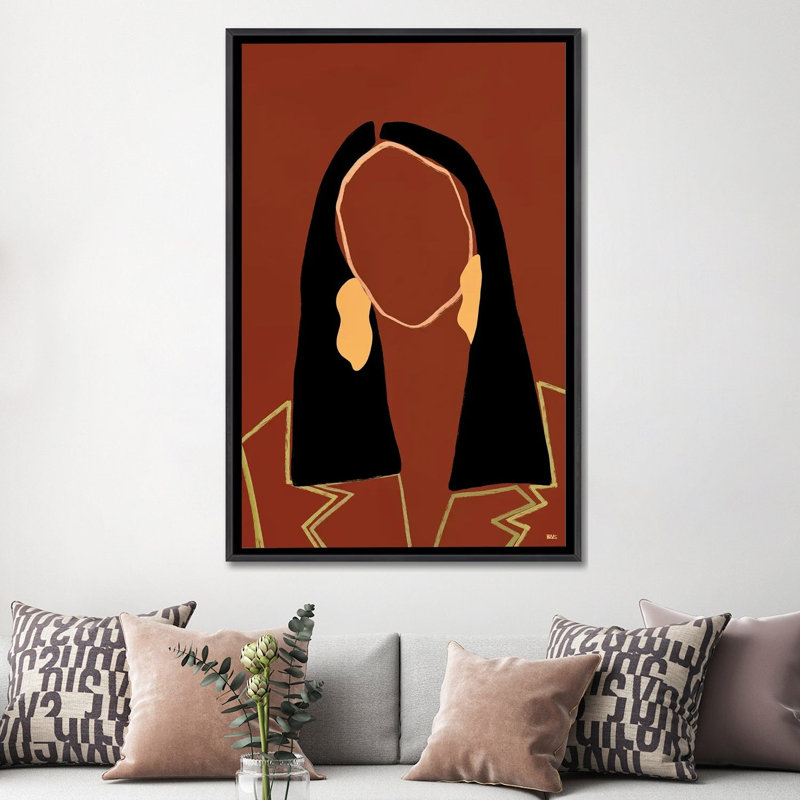 « Joi » par Bria Nicole-impression d’art graphique, Toile avec cadre noir patiné, Pas de tapis, H 60 po x l 40po x P 1,5 po