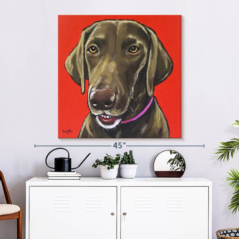 Brampt Chocolate Lab On Orange, 33" H x 33" W