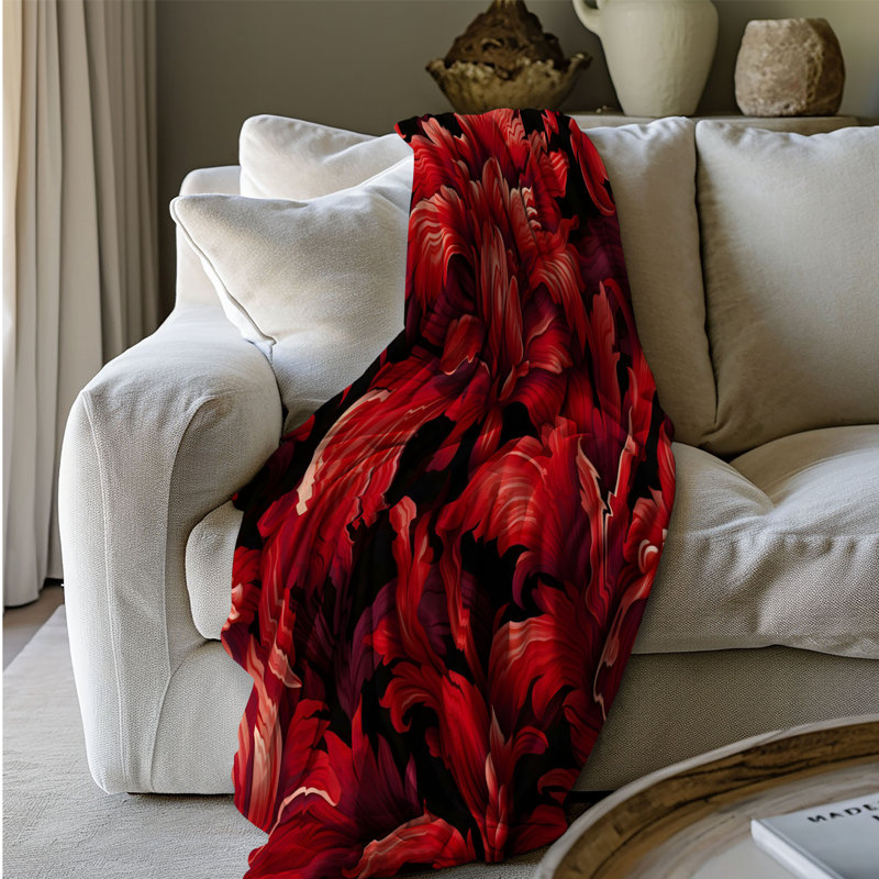 Ornement rouge - couverture en sherpa de qualité supérieure 1 pièce, L 60 po x l 50 po