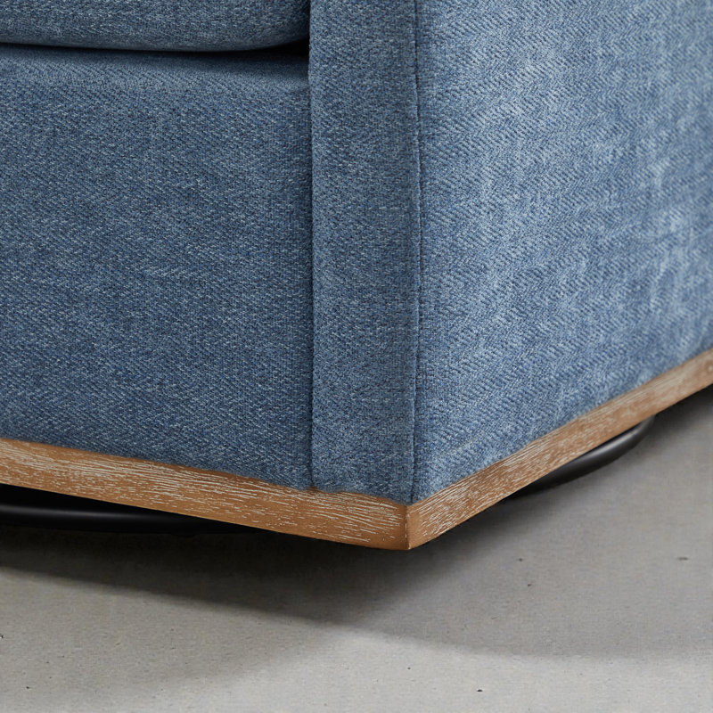 30.5" W Upholstered Comfy Swivel Club Chair, Blue