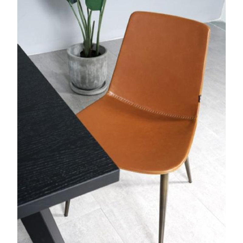 Chaise de salle à manger moderne et simple en cuir et métal