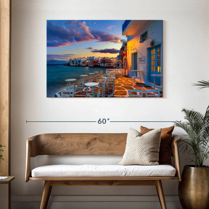 Lilie au lever du soleil aux couleurs de la petite Venise à Mykonos, H 30 po x l 45 po
