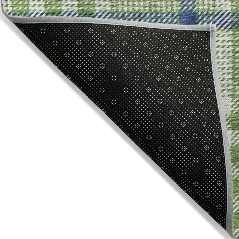 Addison Green Plaid Machine Washable Synthetic Area Rug 2'6" x 3'10"