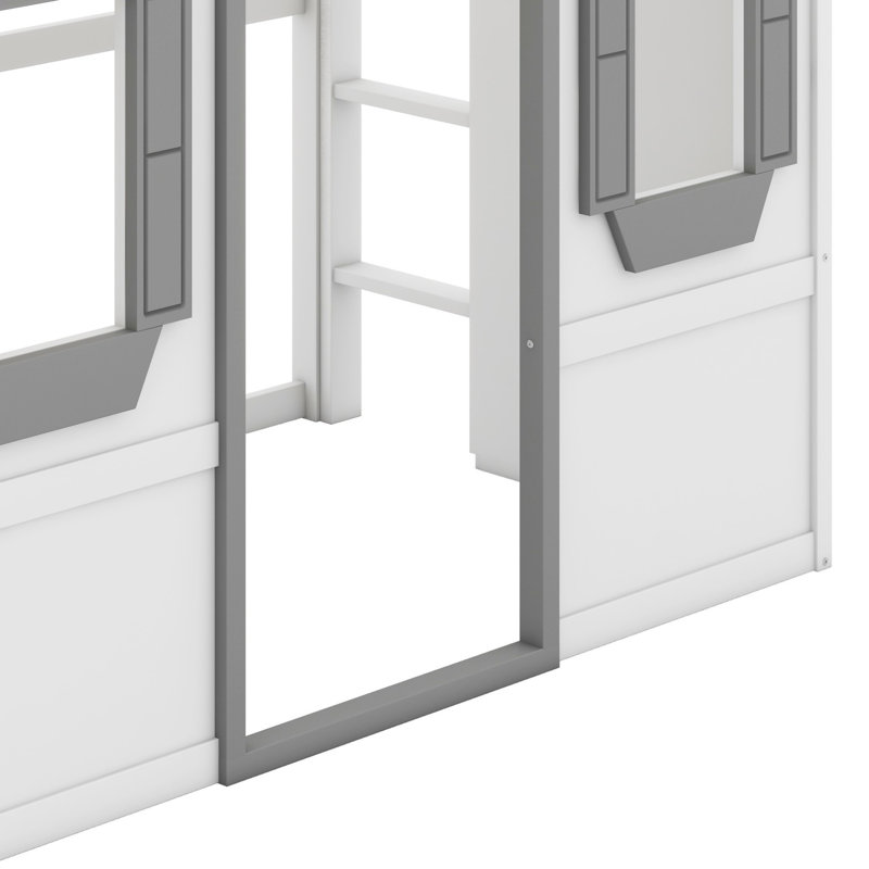 Lit mezzanine avec échelle House, Blanc / Gris