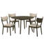 5-Piece Mid-Century Modern Round Dining Table Set, Solid Wood, 48" Kitchen Table with 4 Upholstered Chairs