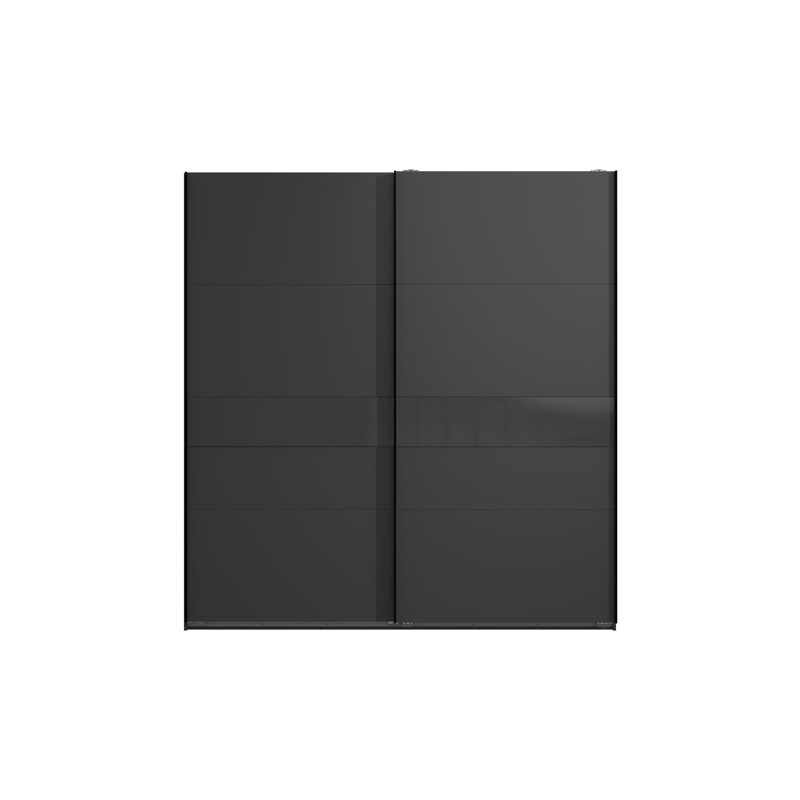 Bakersfield 2 Door Wardrobe, 236cm H x 225cm W x 65cm D, Graphite/Glass Grey, Standard