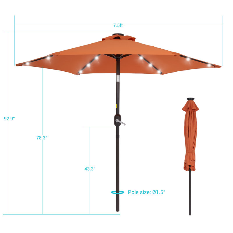 Parasol de marché éclairé 90 po Kanila, Orange