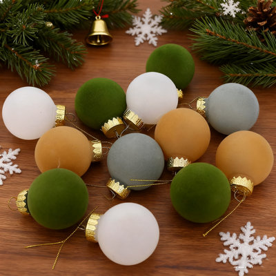 12Pcs Creative Velvet Hanging Christmas Balls Decoration Pendant, Suitable For Christmas, New Year, Wedding, Anniversary, Festive Party Christmas Tree, Garland, Christmas Gifts, 6Cm/2.36In