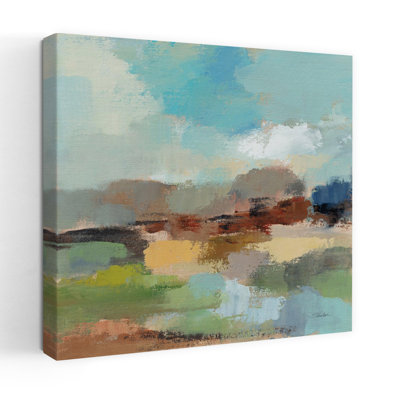 Contemporary Sandy Road I With Abstract Blue Art