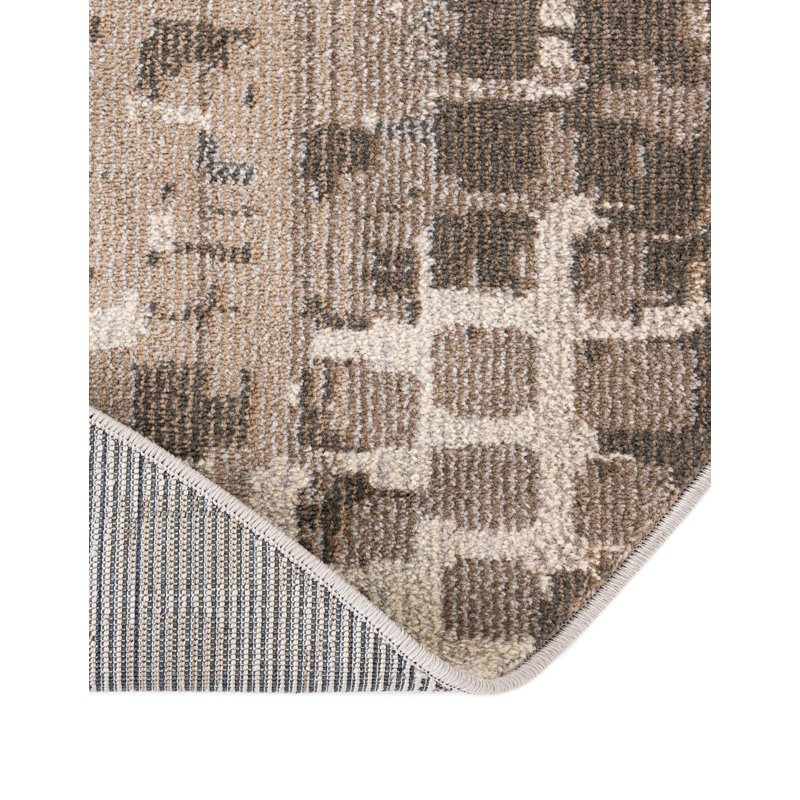 Tapis abstrait gris Hashimoto, Rond 8 pi