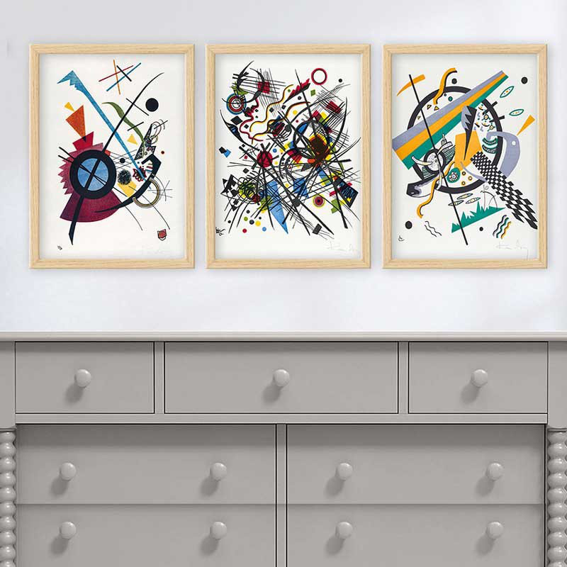 Ensemble de 3 peintures élégantes encadrées décoratives, 13,8 x 17,7 pouces chacune | 100% bois avec cadre 100% polystyrène (épaisseur: 0,8 pouce) | Impression numérique UV, parfaite pour le salon et la décoration intérieure