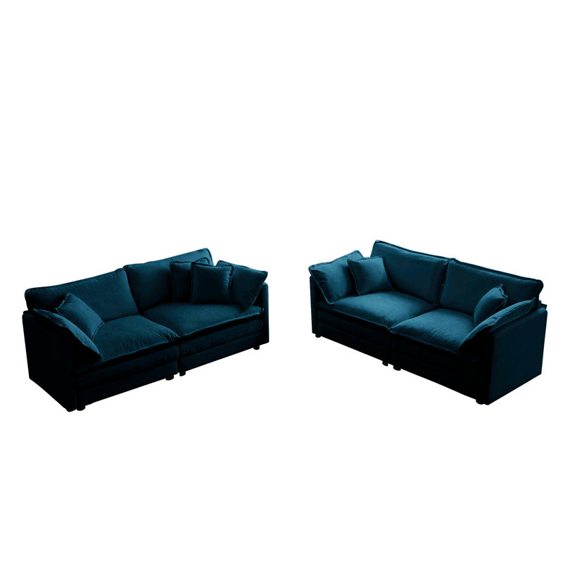 Living Room 2 In Blue Chenille Upholstery. Solid Wood Frame, Quality Sponge, Breathable Fabric For A Relaxed Vibe Home Use, Materials, Base, Upholstery, Relaxing Seat
