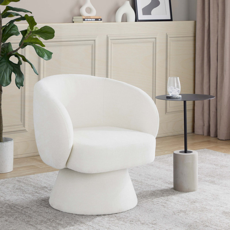 Chaise d'appoint pivotante en tissu élégant, Cream