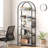 5-Tier Tall Bookshelf with Arched Top, Metal Frame & Wood Finish, Farmhouse Industrial Display Rack-134507485