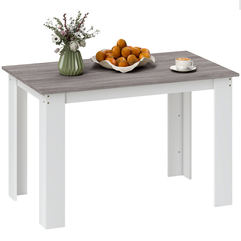 Dining Table, White, Grey Wood